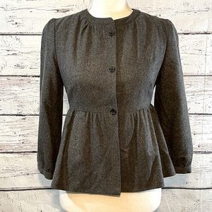 BANANA REPUBLIC Peplum Jacket Wool Charcoal Gray-XS